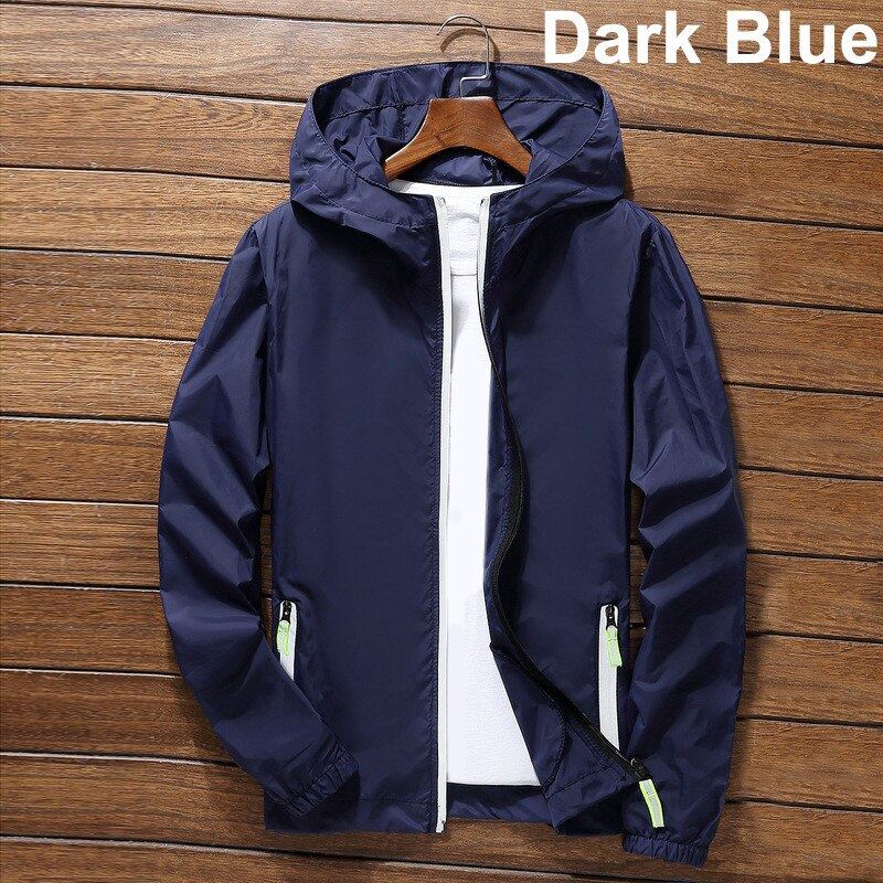 2021 Men's Casual Hooded Zip Up Hoodie Autumn Winter Oversize Coats Waterproof L