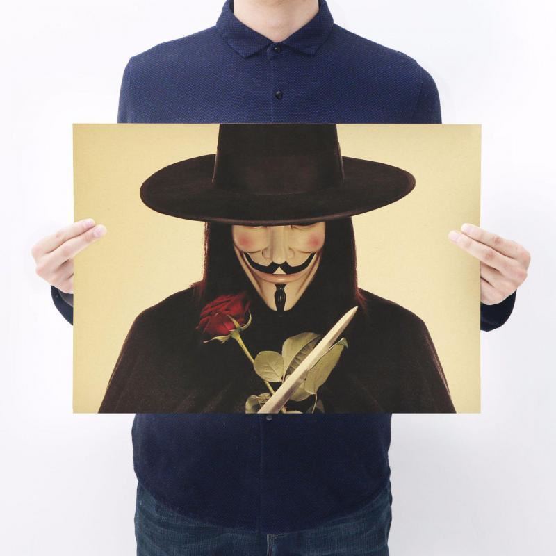 V word vendetta poster room decoration retro character kraft paper series bar ca