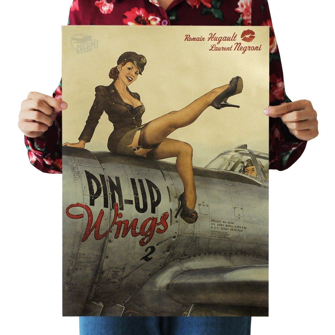 World War II sexy girl Kraft Paper Poster Home Room Decoration Painting Core 50.