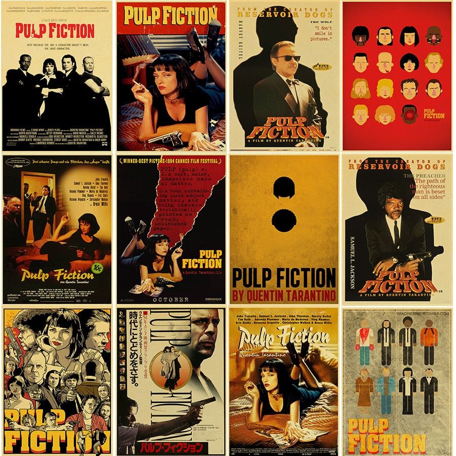 Pulp Fiction Retro Movie Poster Collection Complete SET!!! 12X