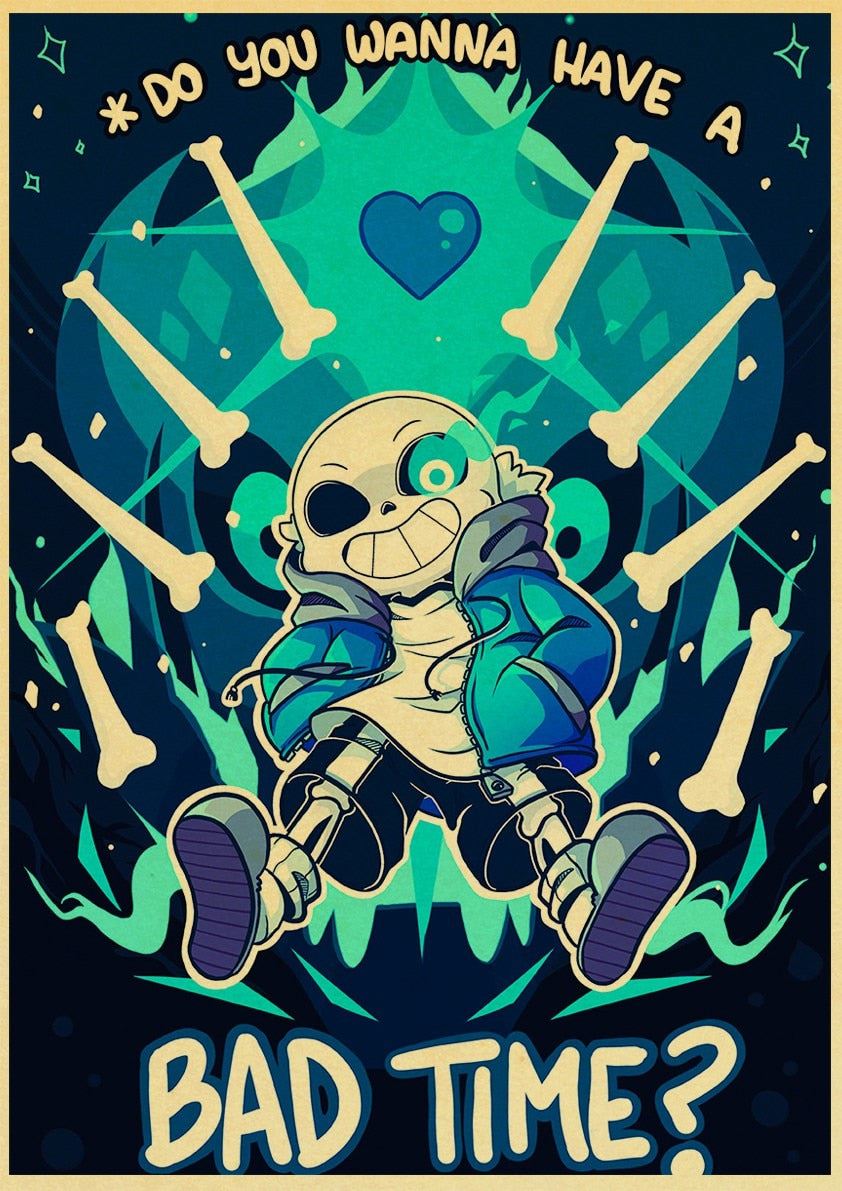 Anime Retro Designs Game Undertale Whitepaper Poster Home Decal Art Painting Fun 12x16