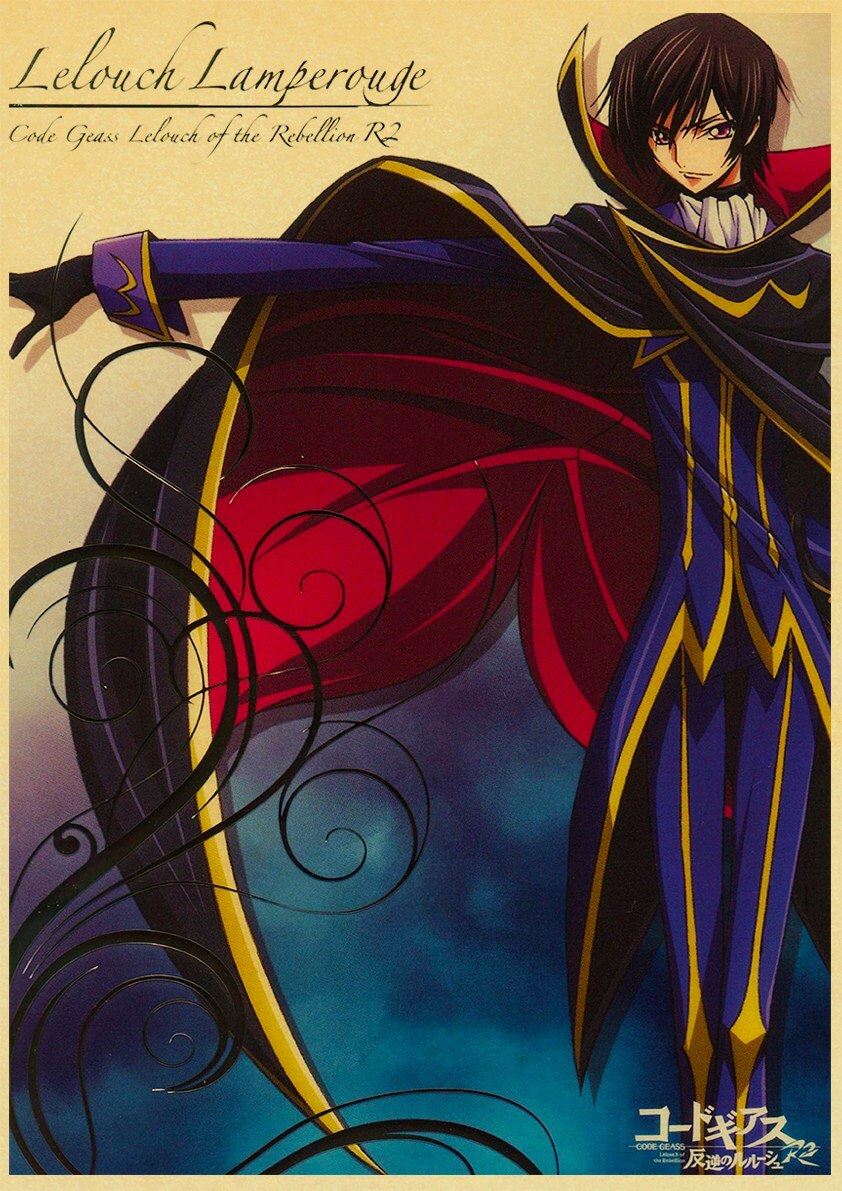 Anime Retro CODE GEASS Lelouch of the Rebellion Poster Home Decal Art Painting 12x16