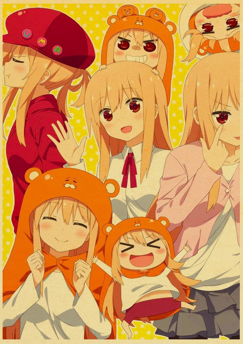 Vintage Anime Day Himouto! Umaru-chan Posters Retro Kraft Paper Prints 12x16