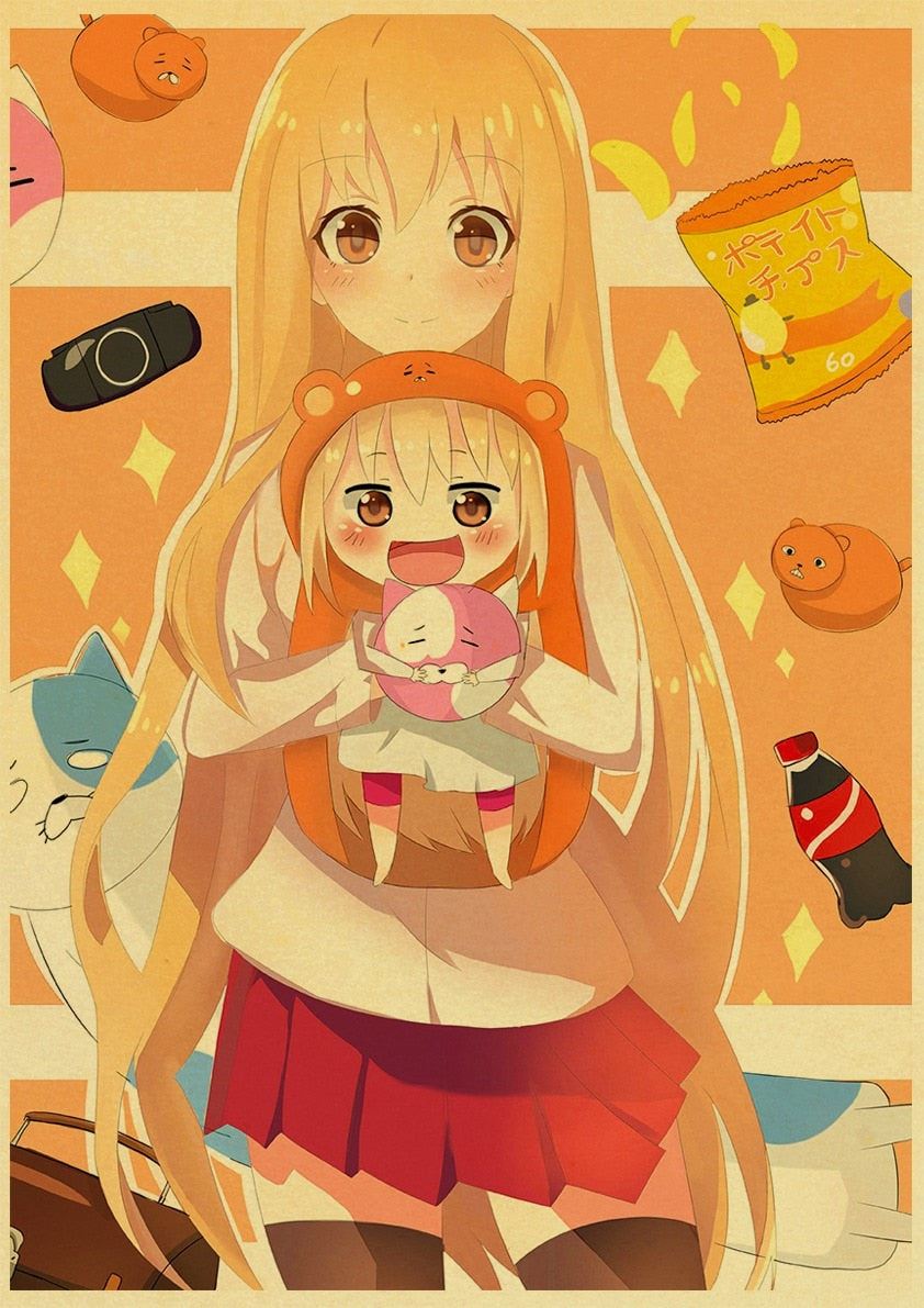 Vintage Anime Day Himouto! Umaru-chan Posters Retro Kraft Paper Prints 12x16