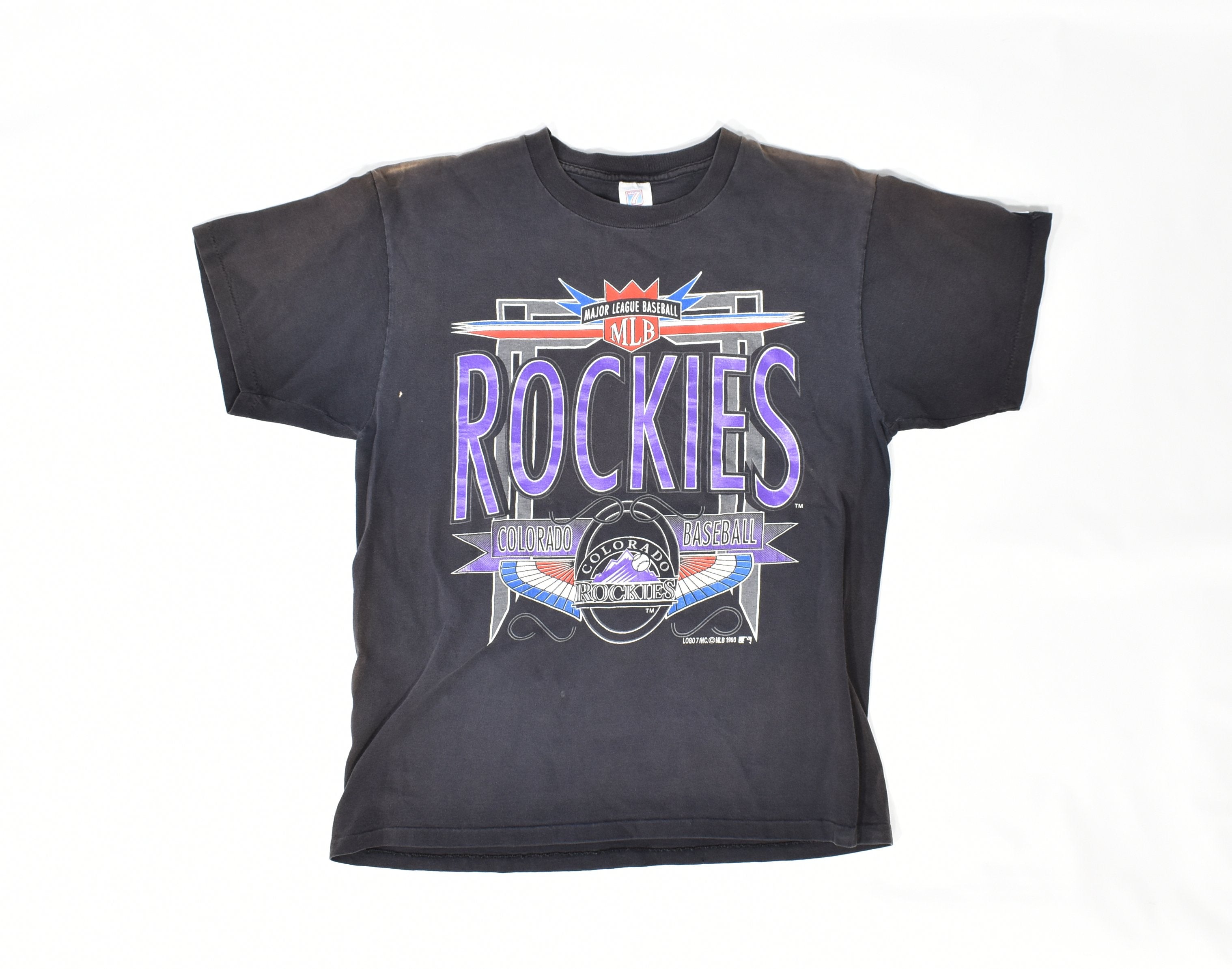 Vintage Colorado Rockies Baseball mens t-shirt Large MLB Used Logo 7 1993