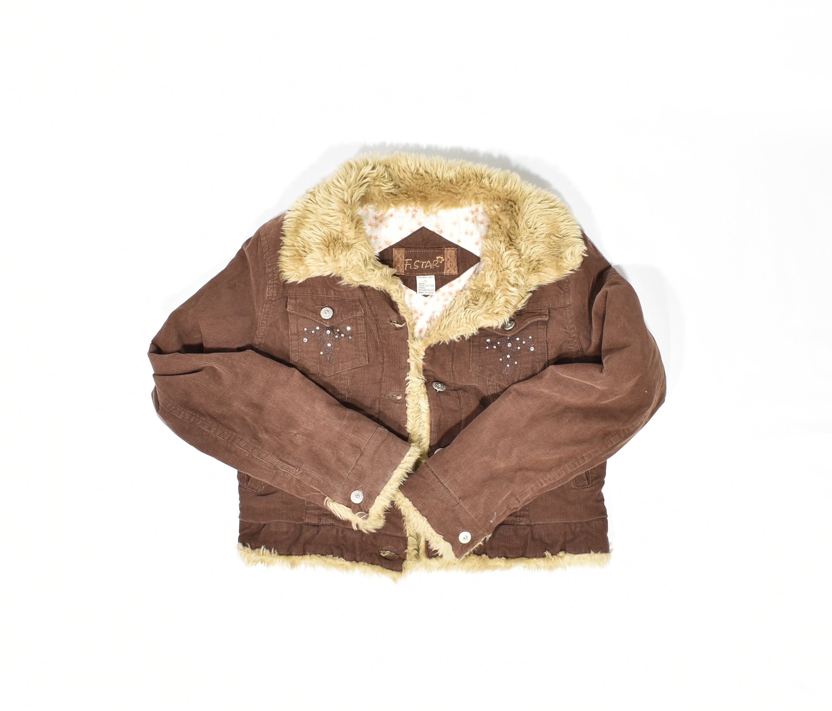 F I Star Girls Jacket Large BJ-30021 Used Brown Warm Winter Coat