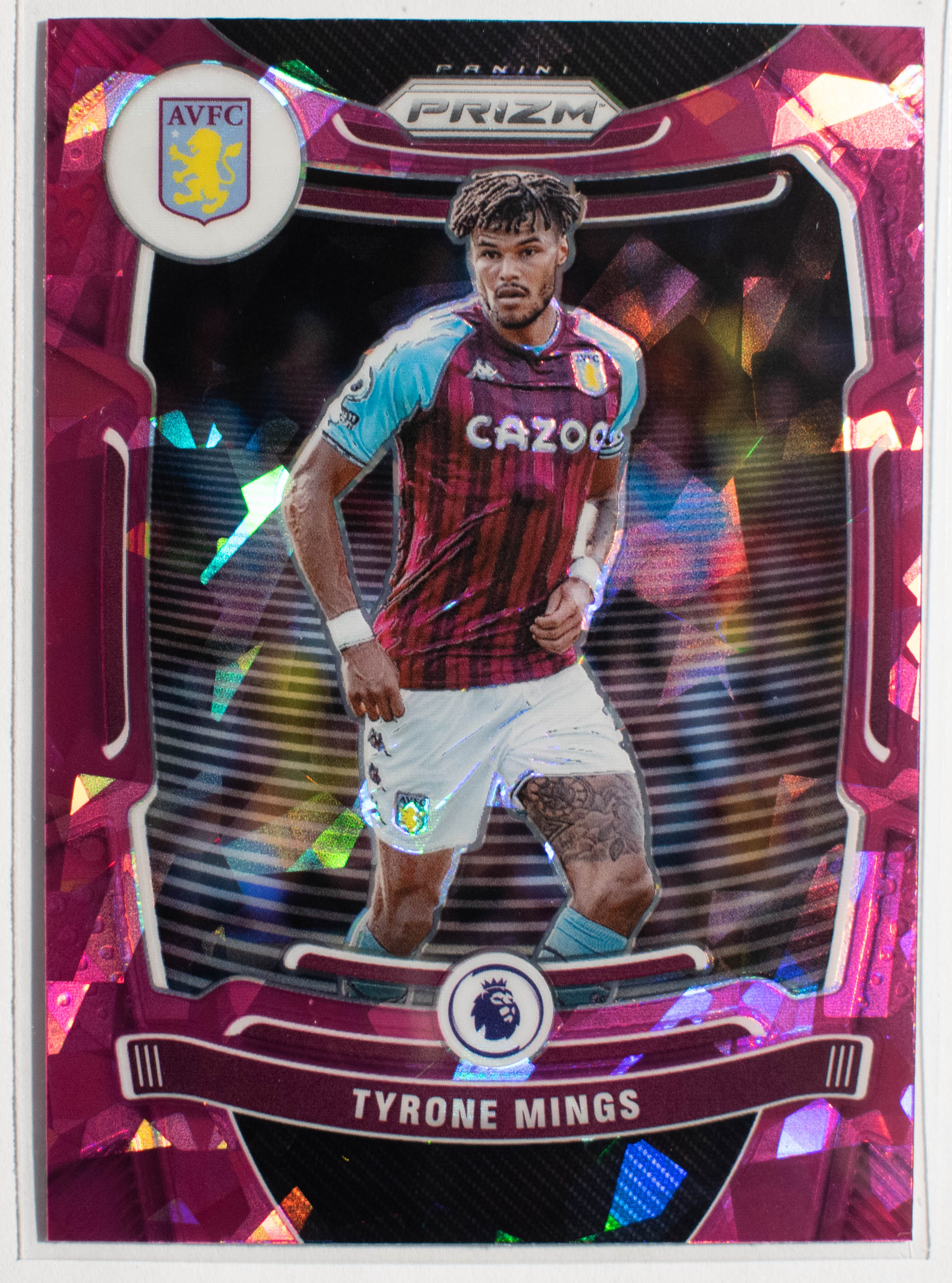 122 Tyrone Mings Panini Prizm premier league 2021- 22 PINK Cracked ICE Prizm