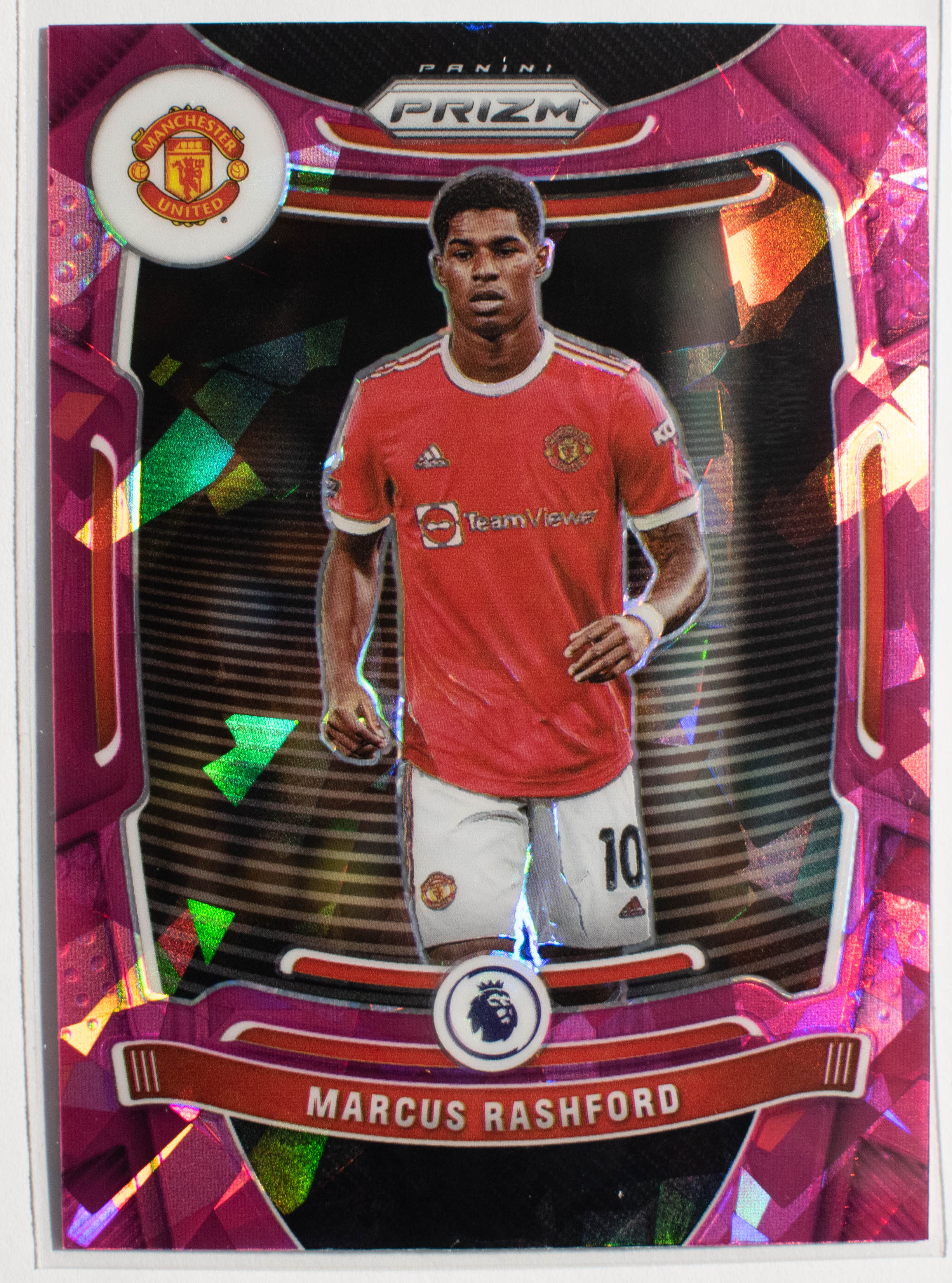 282 Marcus Rashford Panini Prizm premier league 2021- 22 PINK Cracked ICE Prizm