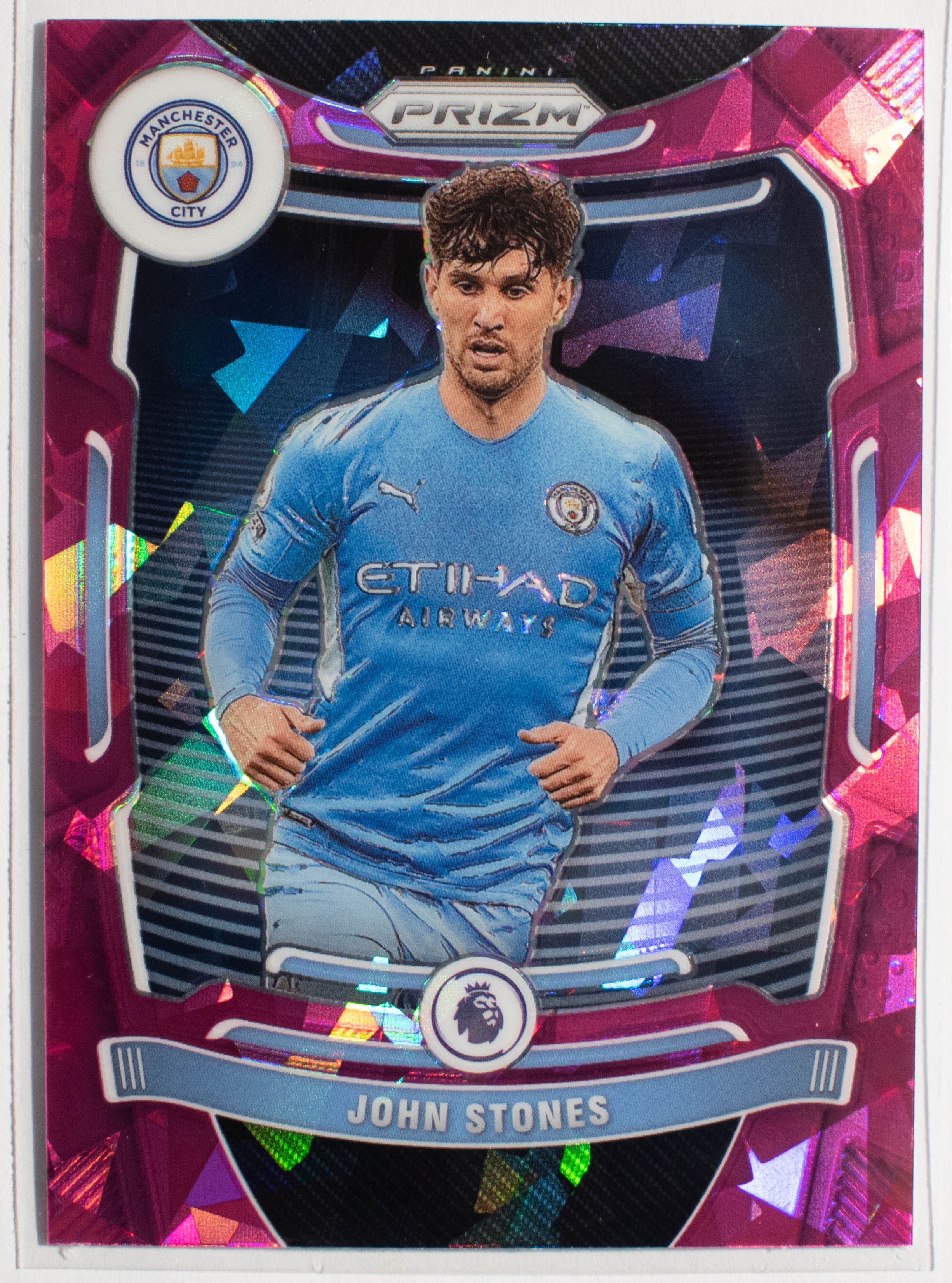 3 John Stones Panini Prizm premier league 2021- 22 PINK Cracked ICE Prizm