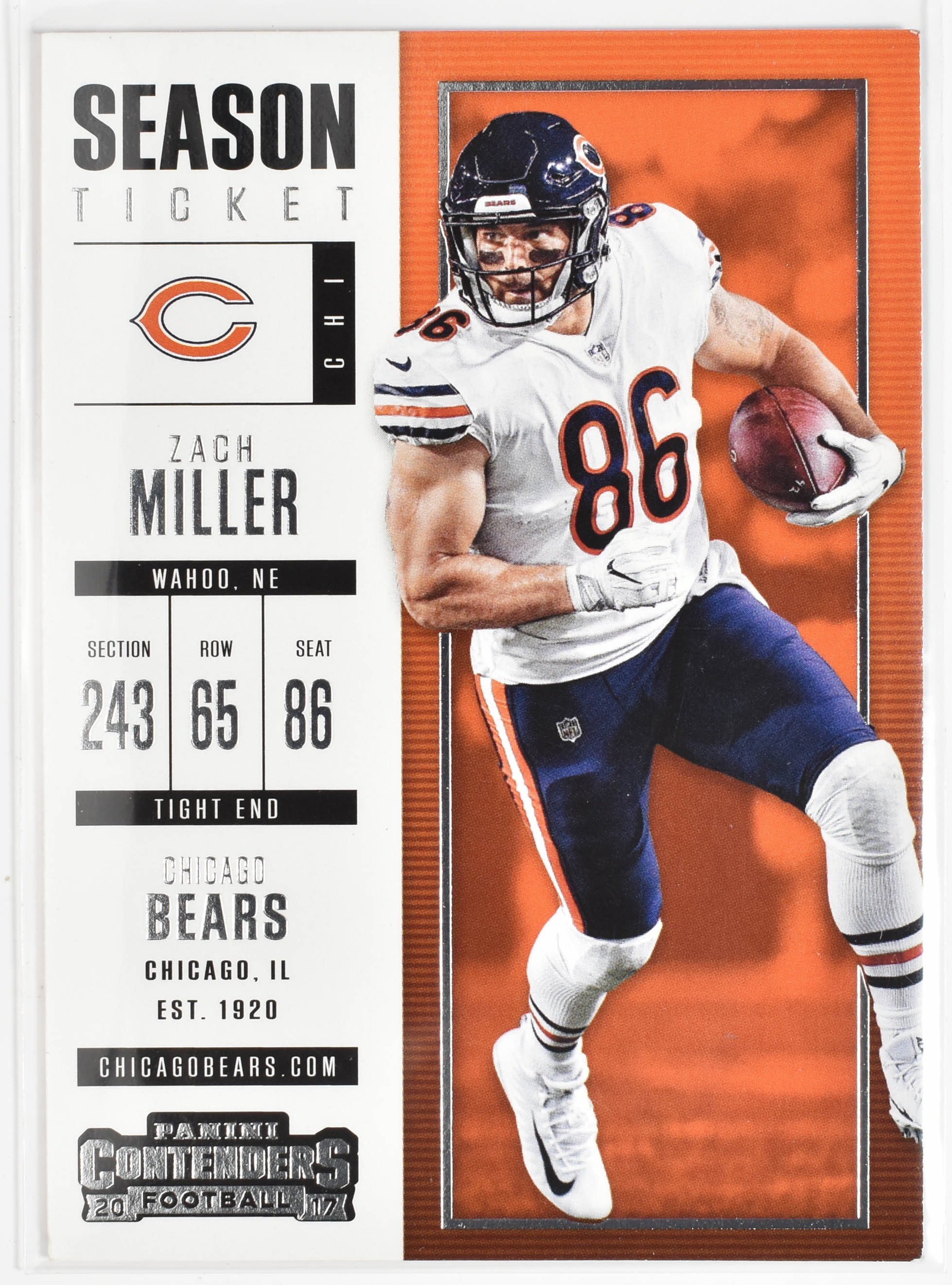 Zach Miller 26 Panini 2017 Contenders Football Chicago Bears