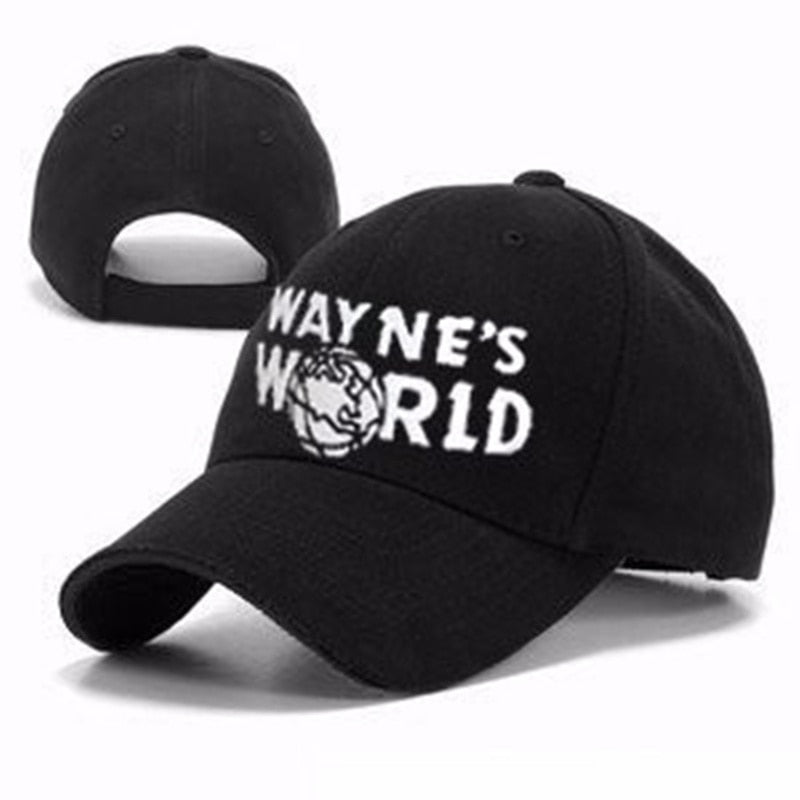 Black Wayne's World Hat Costume Waynes World Baseball Caps Unisex Earth Hats Embroidered Trucker Dad Hat Unisex Cap Adjustable