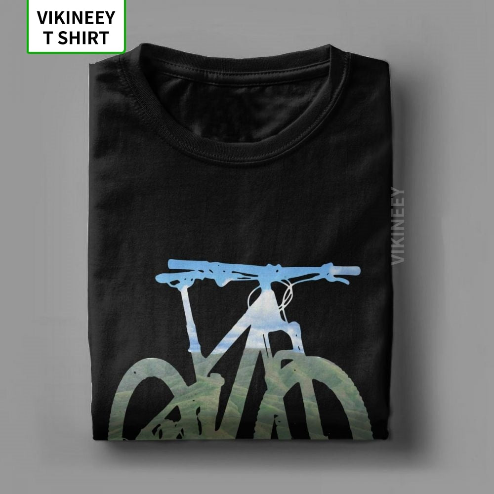 Man T Shirt Mountain Bike T-Shirts Mountain And Sky MTB Collection Stylish Short Sleeves Tees Clothing 100% Cotton Print