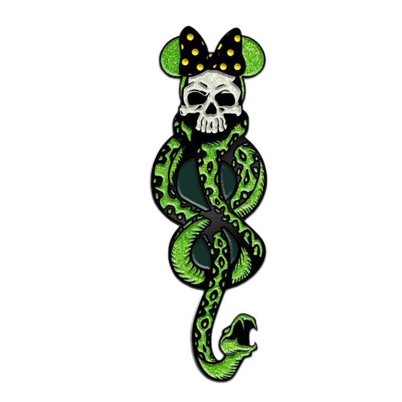 Scary Skull and Snake Brooch Magic Badge