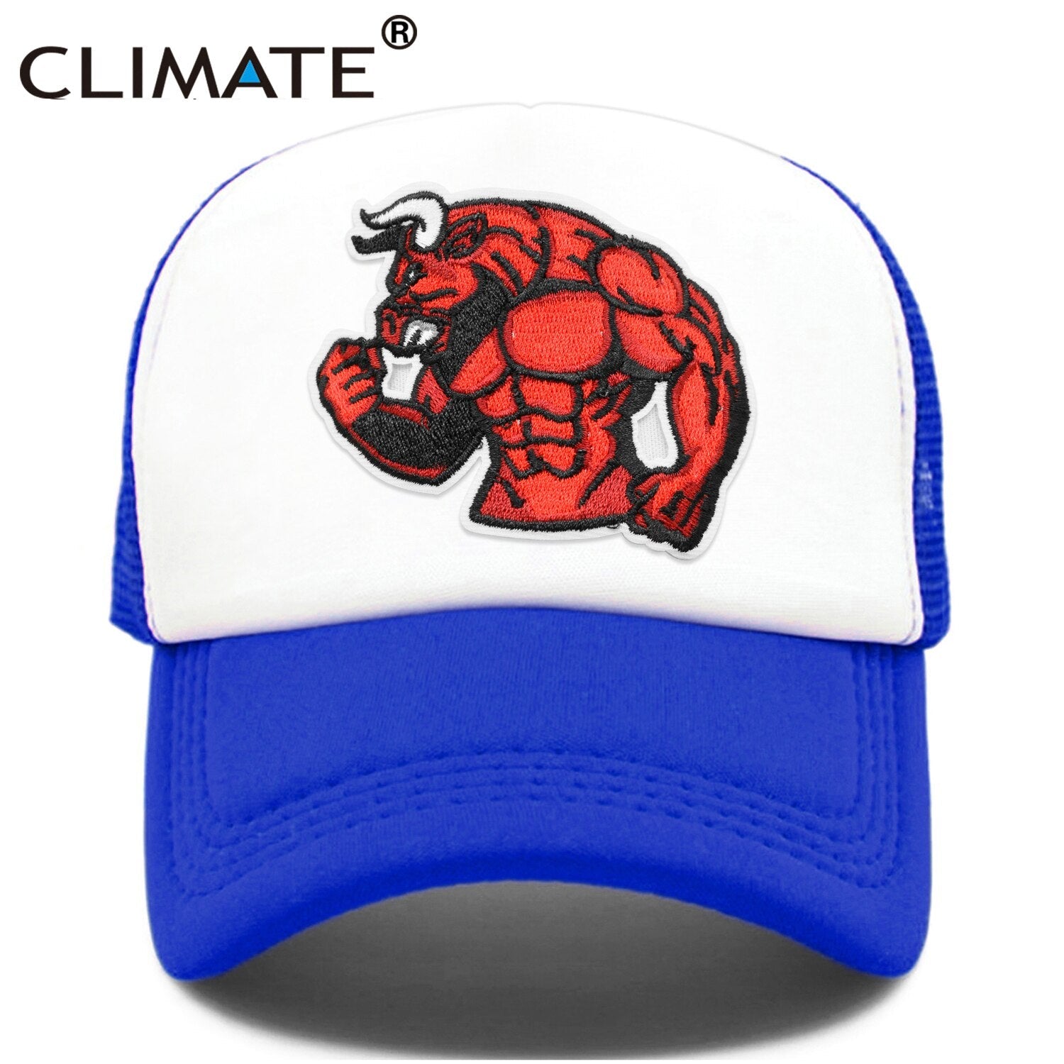 CLIMATE Robust Bull Ox Cap Cool Sturdy Man Men Muscular Animal Cap Fitness Sport Muscle Man GYM Fans Mesh Cap Body Building Cap