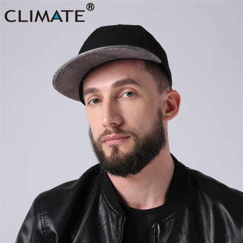 CLIMATE Crocodile Snapback Cap Street Dancer Hip Hop Cap  Snak Skin Rapper Solid Cap Blank Black HipHop Dancer Snapback Caps Hat