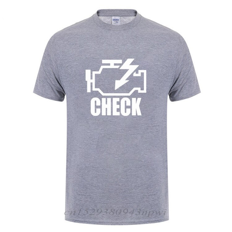 Mechanic Auto Repair Check Engine Light T-Shirt Funny Birthday Gift For Men Daddy Father Husband Short Sleeve Cotton T Shirt Tee