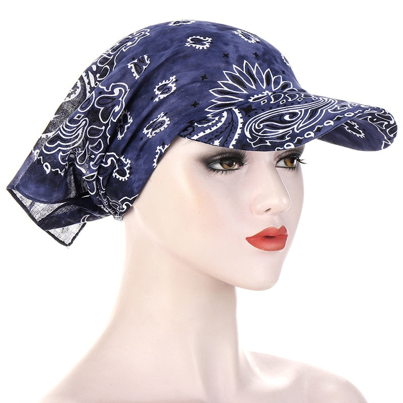 Bandana Scarf Cap Sunscreen Hedging Cap Printed Brim Baseball Cap Candy Sunshade Hooded Scarf Headpiece Headscarf Baseball Hat