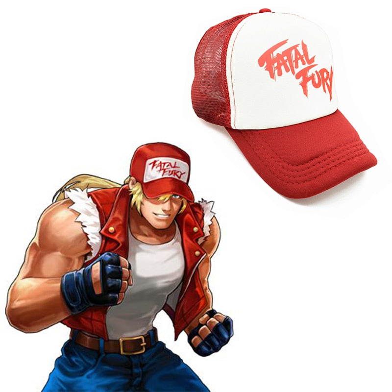 CLIMATE Terry Bogard Coser Cap FATAL Hat Trucker Cap Cosplay Coser Cap Hat  Summer Mesh Caps for Men Cosplay