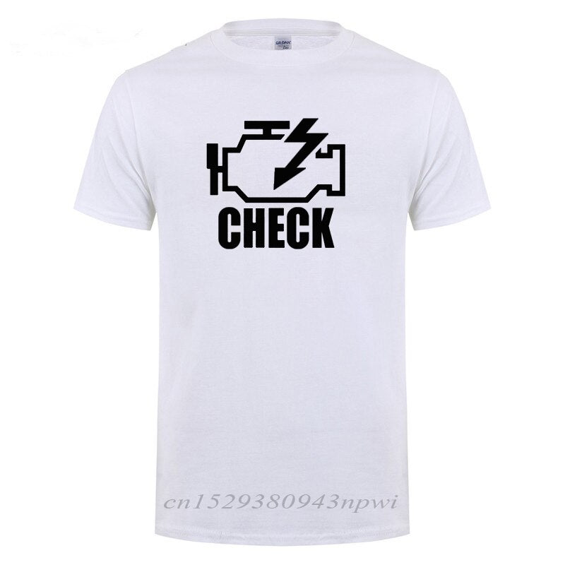 Mechanic Auto Repair Check Engine Light T-Shirt Funny Birthday Gift For Men Daddy Father Husband Short Sleeve Cotton T Shirt Tee