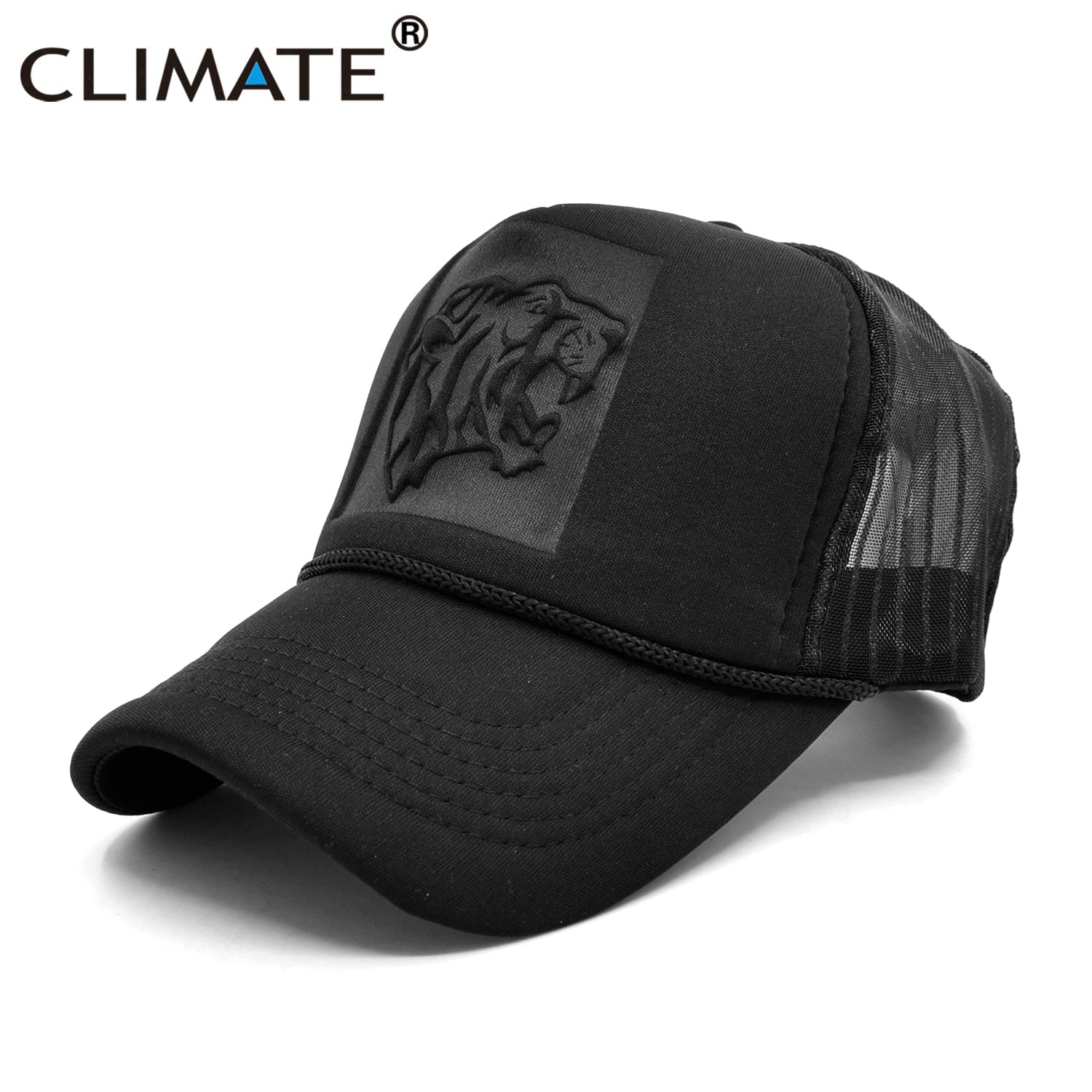 CLIMATE Cool Tiger Cap Tiger Wild Leopard Black Trucker Cap Men New Hip Hop Street Hat Baseball Cap Summer Mesh Cap for Youth