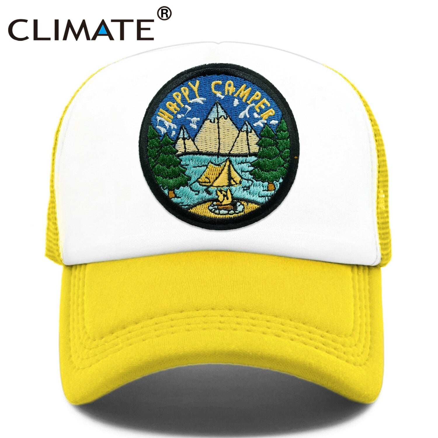 CLIMATE Camper Happy Camp Cap Camp Summer Camp Camping Trucker Cap Green Hiking