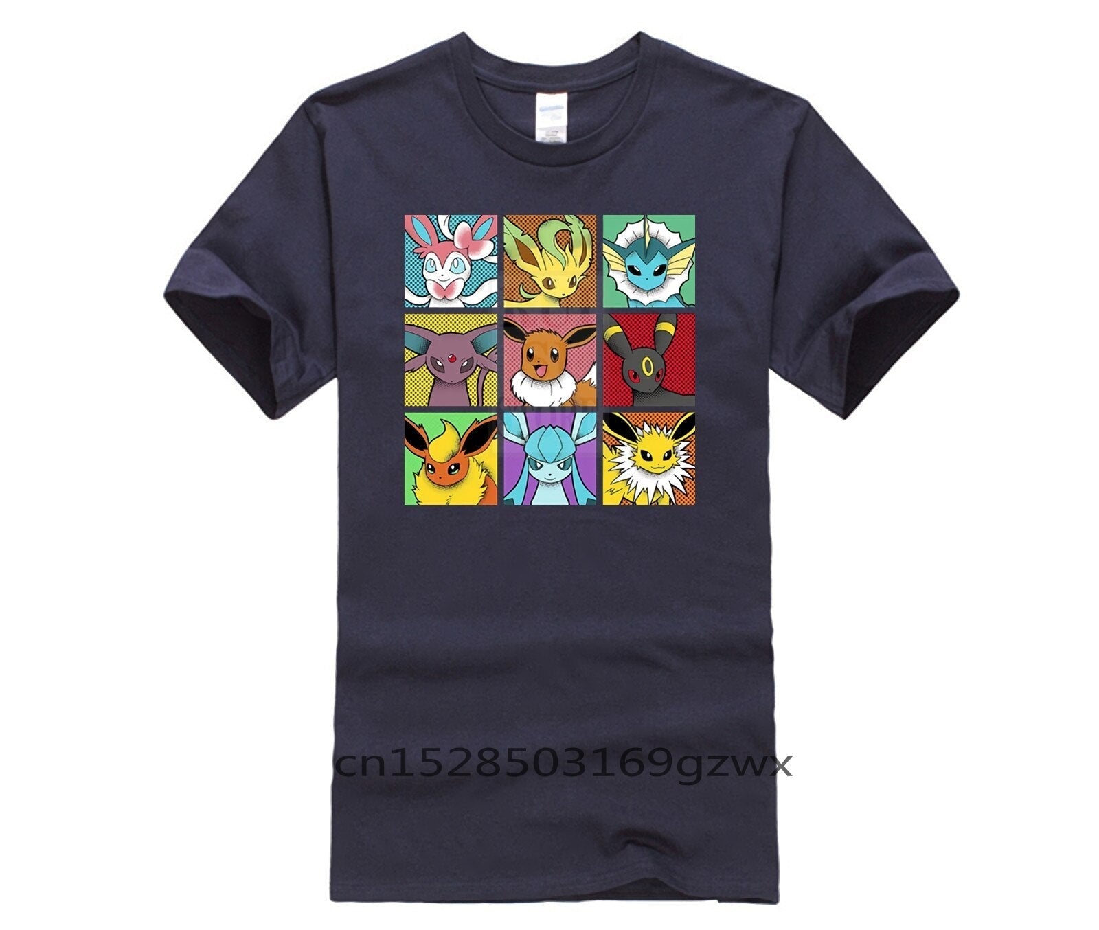 Men's 2020 Fashion Style T Shirt Funny Pop Eeveelutions Eevee Pokemon Japan Anime for Men Pure Short Fashion T Shirt 100% Cotton