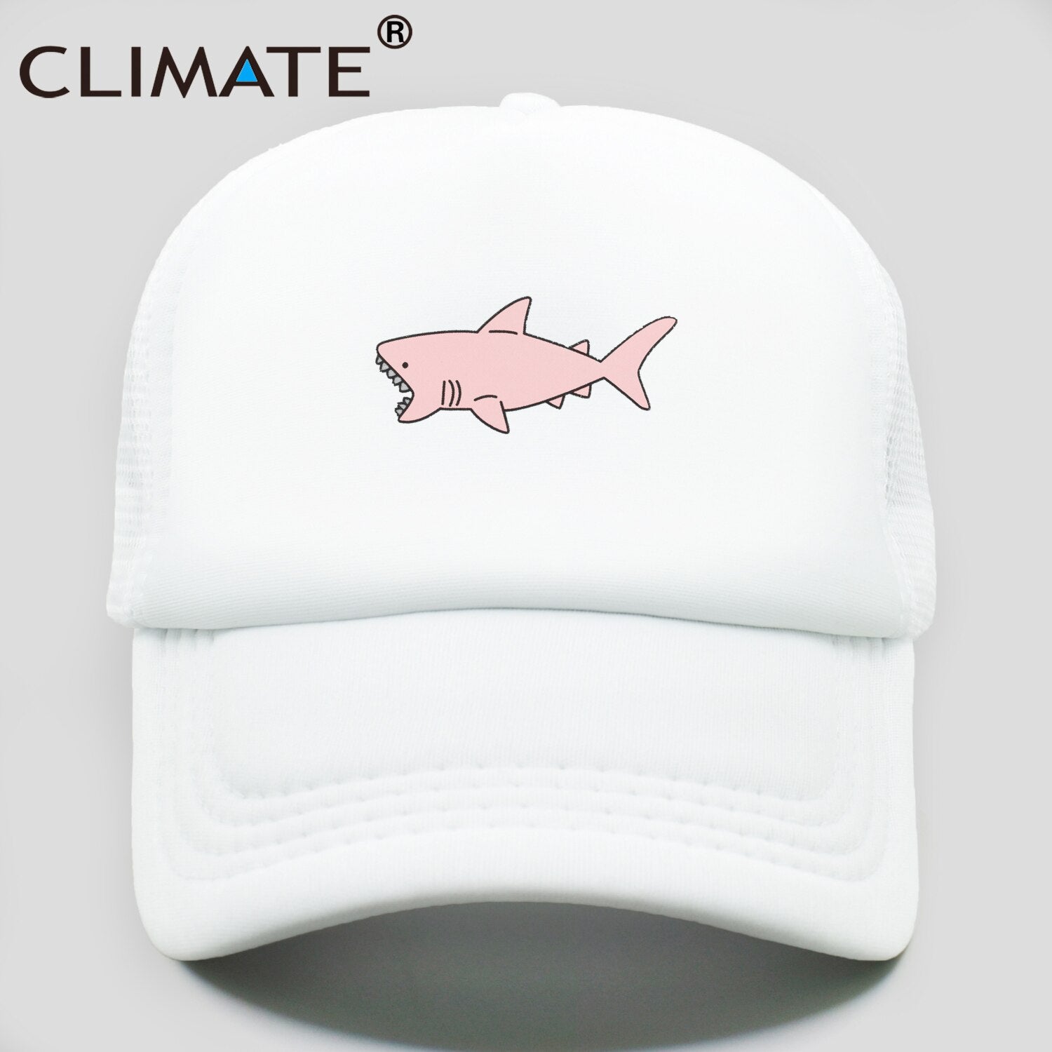 CLIMATE Pink Shark Trucker Cap Hat Pink Shark Beach Cap Shark Protection Hip Hop Cool Summer Mesh Cap Hat for Men Women