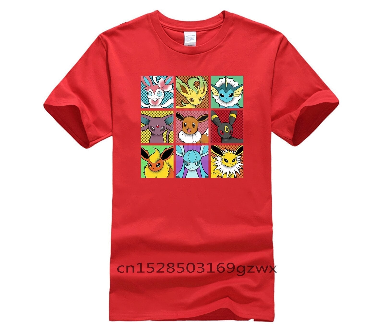 Men's 2020 Fashion Style T Shirt Funny Pop Eeveelutions Eevee Pokemon Japan Anime for Men Pure Short Fashion T Shirt 100% Cotton