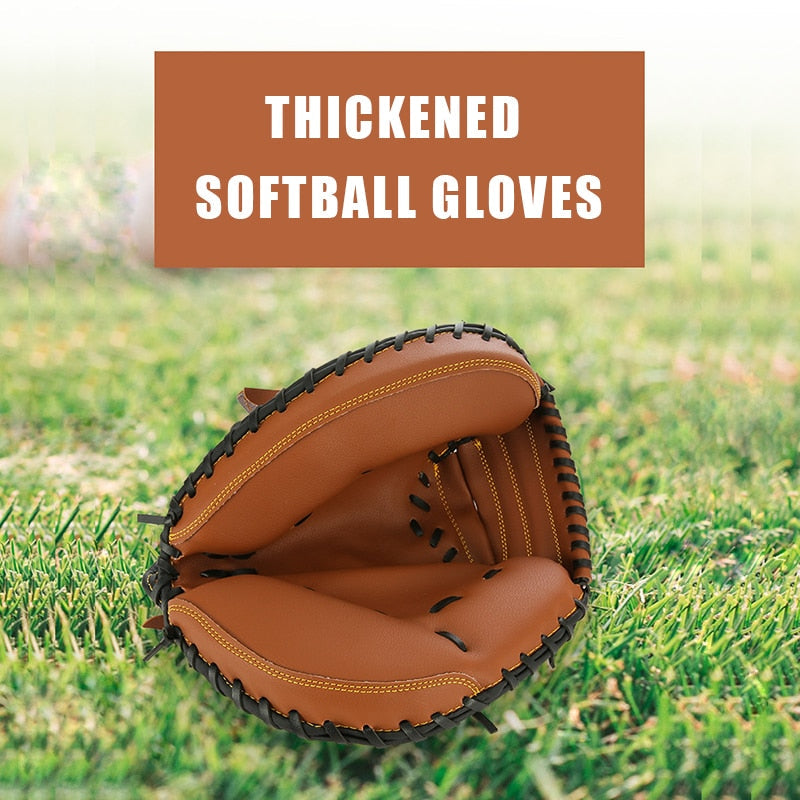 Baseball Catcher Gloves thick PVC Imitation Cow Leather Gamer Glove Adult Catch Guantes de beisbol Self Defense Weapon 12.5