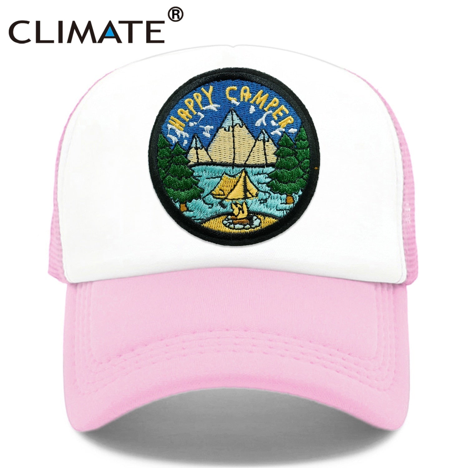 CLIMATE Camper Happy Camp Cap Camp Summer Camp Camping Trucker Cap Green Hiking