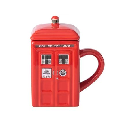 Doctor Who Tardis Creative Police Box Mug Funny Ceramic Coffee Tea Cup With Spoon Gift Box In Blue and Red