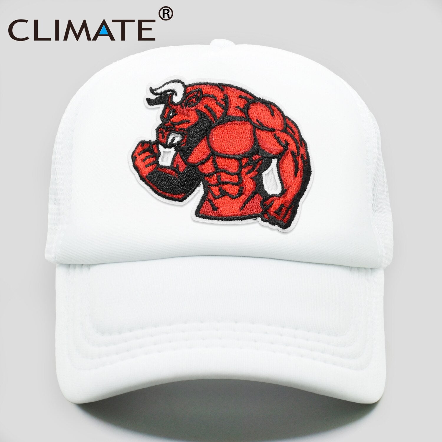 CLIMATE Robust Bull Ox Cap Cool Sturdy Man Men Muscular Animal Cap Fitness Sport Muscle Man GYM Fans Mesh Cap Body Building Cap