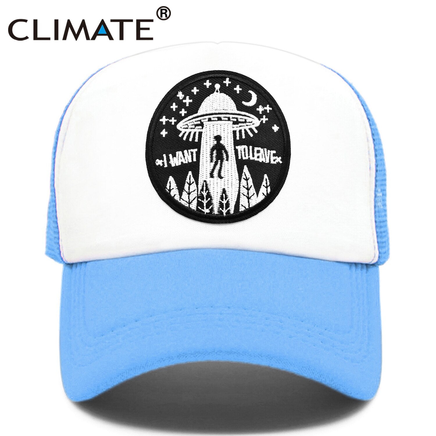 CLIMATE  I Want To Leave UFO Alien Cap Loser Trucker Cap World Weary Escape Flee Hat Baseball Cap Cool Summer Mesh Hip Hop Cap