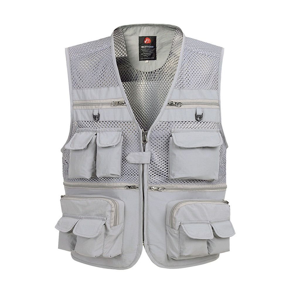 Summer Mesh Vest For Men Spring Autumn Male Casual Thin Breathable Multi Pocket