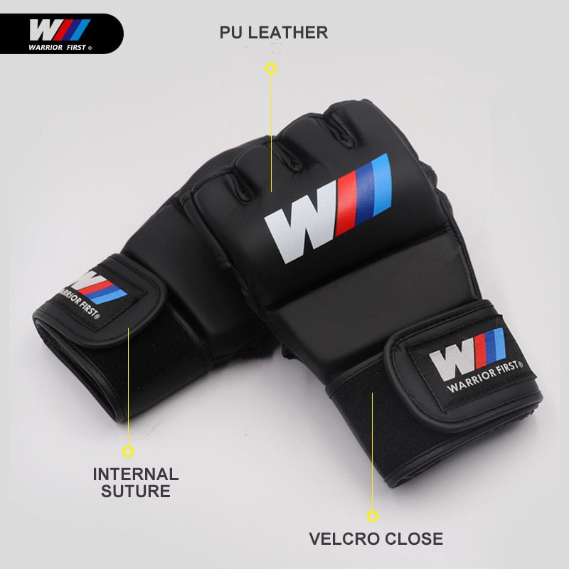 Half Finger Boxing Gloves Soft Microfiber PU Leather MMA Fighting Kick Boxing Gloves Karate Muay Thai Training Workout Gloves