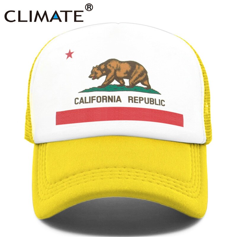 CLIMATE California Cap Male Man Men Hat Bear California Flag Trucker Cap Hip Hop Hat Cap Cool Summer Mesh Man Dad Cap Adult Kids