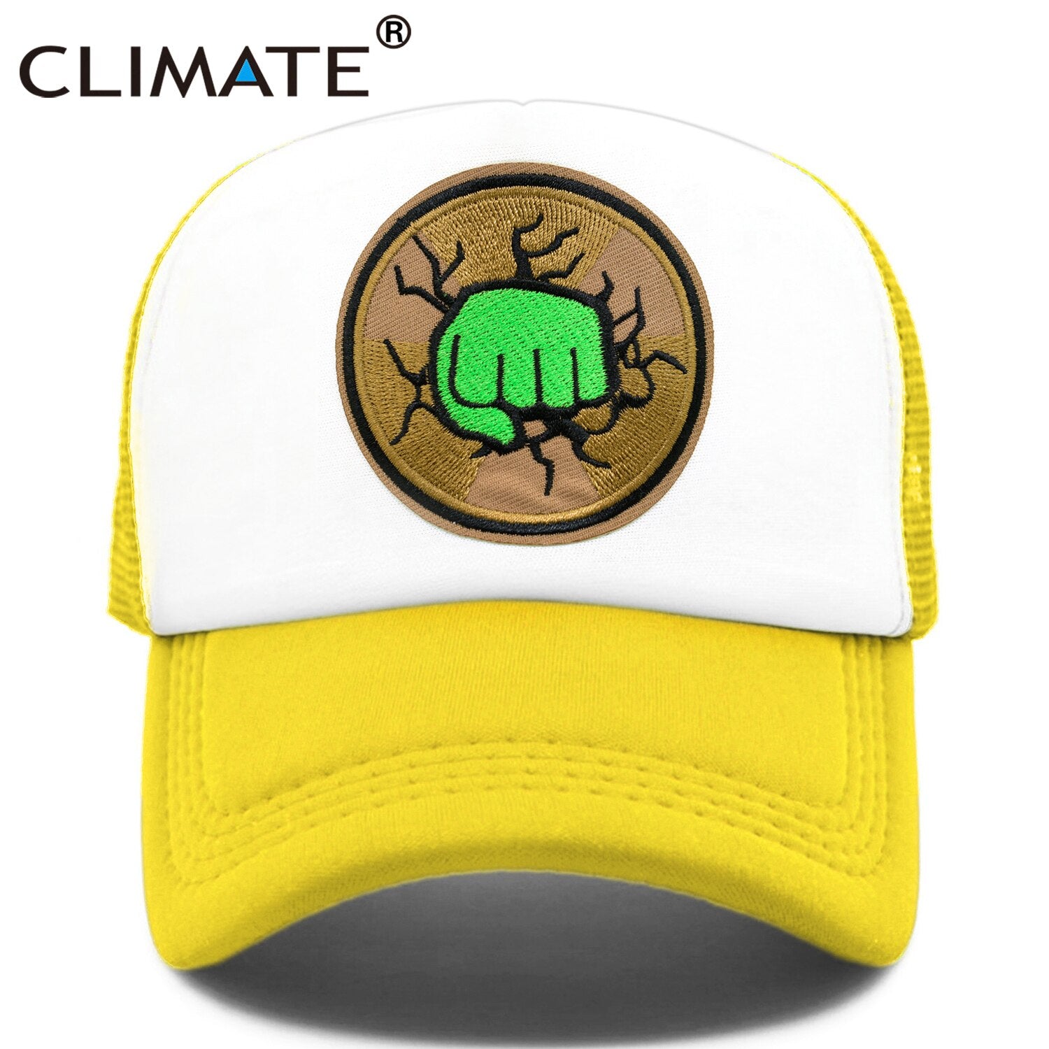 CLIMATE Green Fist Trucker Cap Hat Men Muscle Strong Fist Cap Powerful Super Hero Fitness Bodybuilding Boxing Sport Mesh Cap Hat