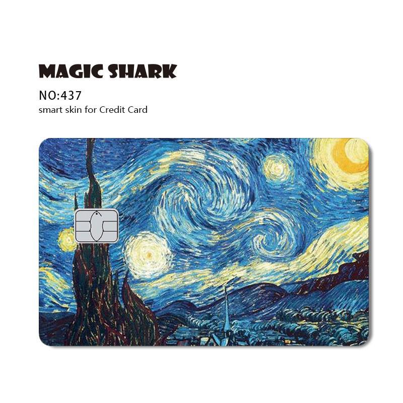 Magic Shark Game Card Anime Stylish Funny Matte 3M PVC Sticker Film Skin for Credit Card Large Small Chip