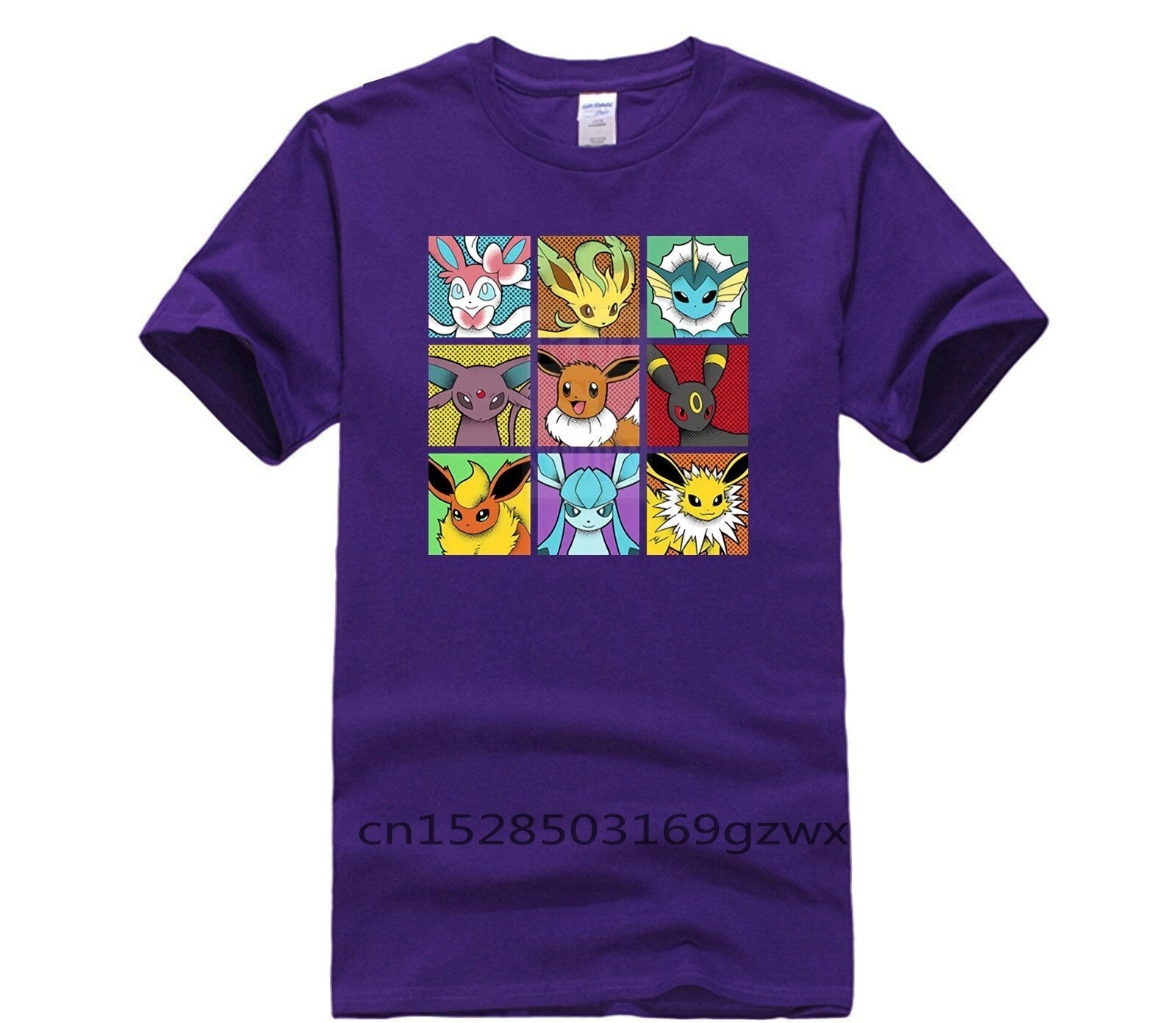 Men's 2020 Fashion Style T Shirt Funny Pop Eeveelutions Eevee Pokemon Japan Anime for Men Pure Short Fashion T Shirt 100% Cotton