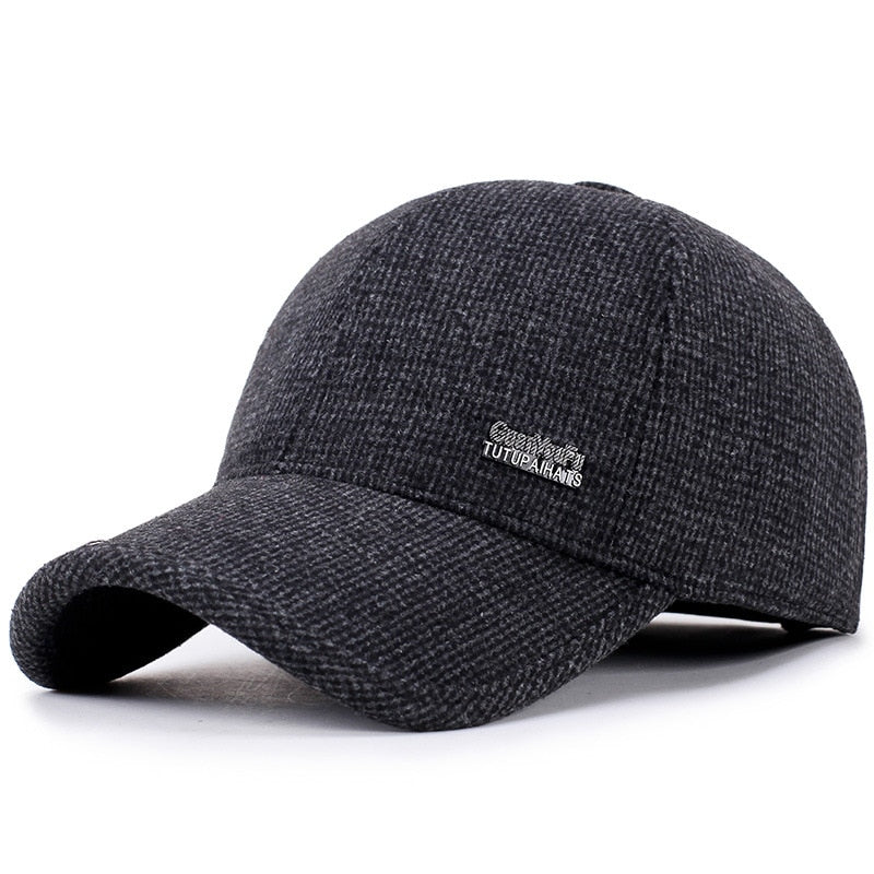 2019 new baseball cap mosaic standard middle-aged caps men's autumn and winter woolen dad hats outdoor warm old hat