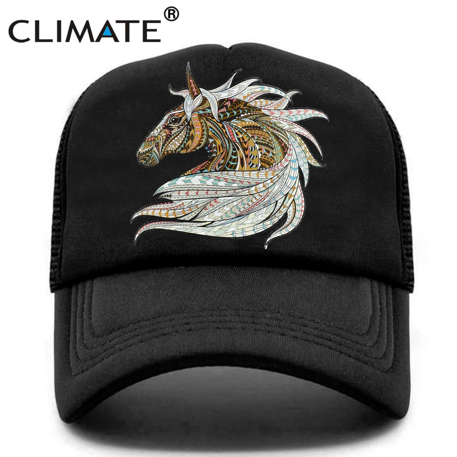 CLIMATE Cool Horse Trucker Cap Horse Race Men Hat Racing Equestrian Cap Hip Hop