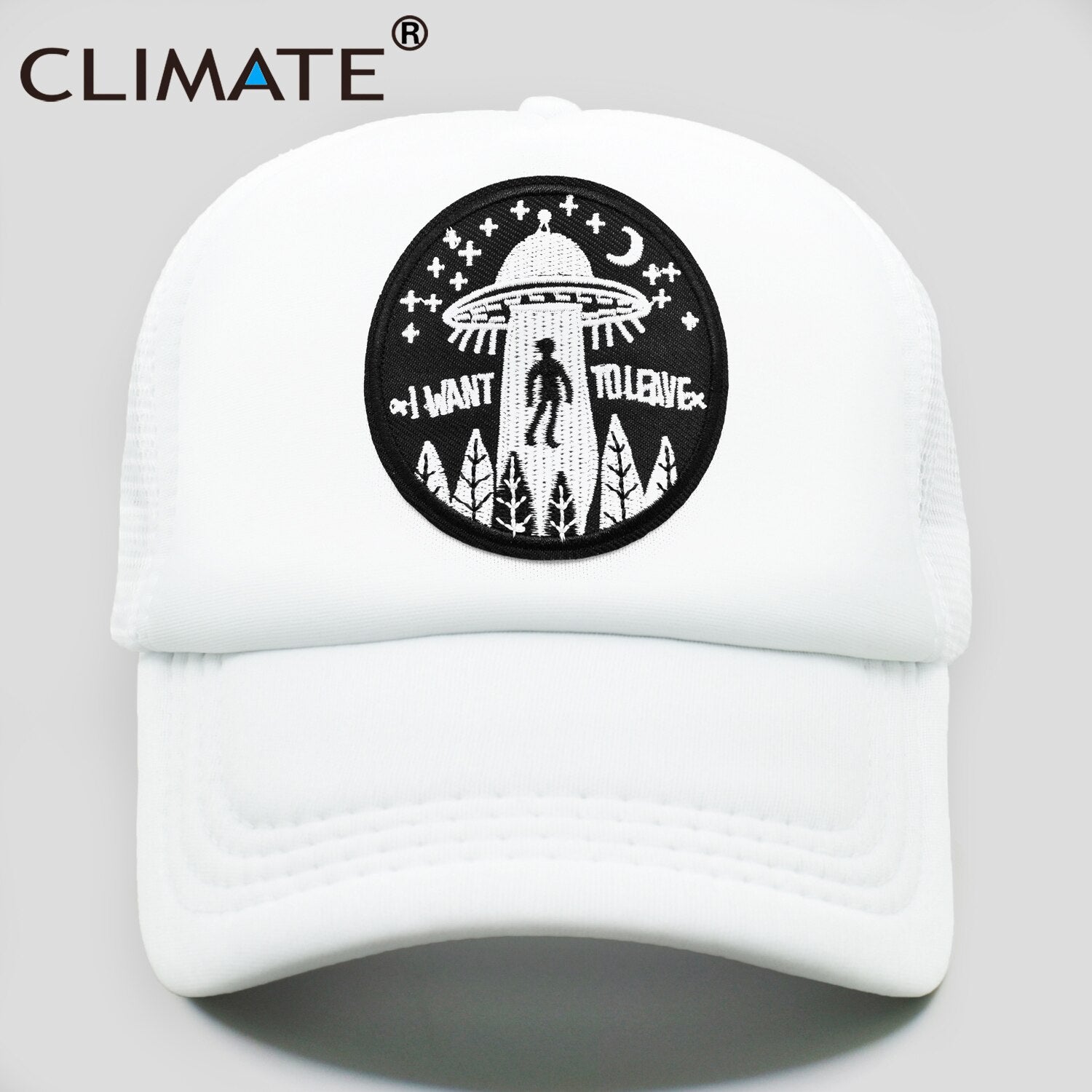 CLIMATE  I Want To Leave UFO Alien Cap Loser Trucker Cap World Weary Escape Flee Hat Baseball Cap Cool Summer Mesh Hip Hop Cap