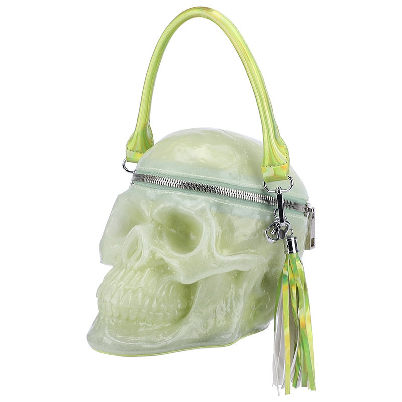 Originality Women Bag Funny Skeleton Head Luminou Handbag Single Package Fashion Designer Satchel Package Night Light Skull Bags