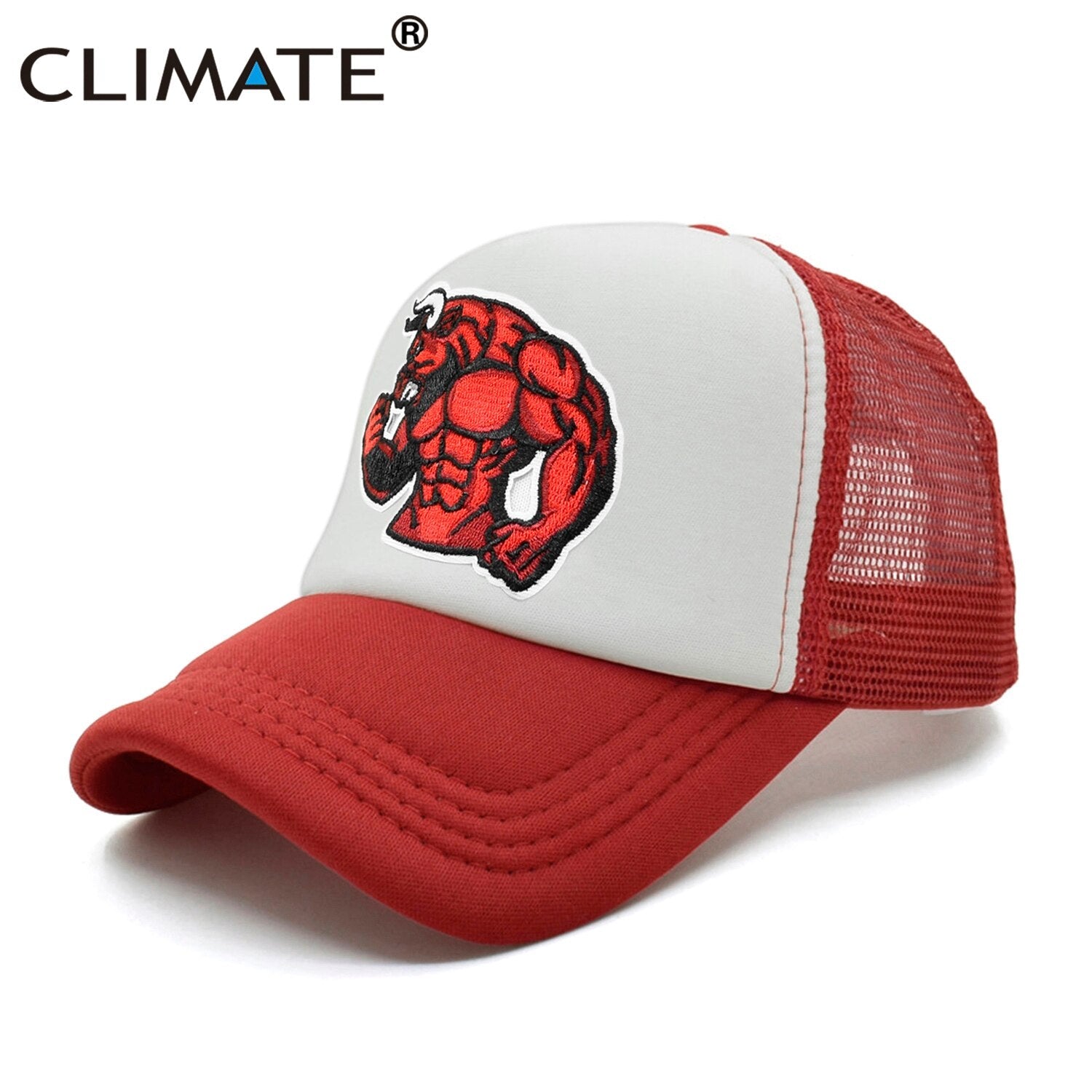 CLIMATE Robust Bull Ox Cap Cool Sturdy Man Men Muscular Animal Cap Fitness Sport Muscle Man GYM Fans Mesh Cap Body Building Cap