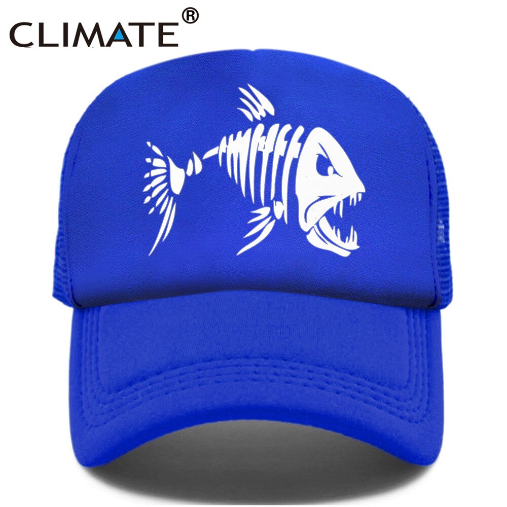 CLIMATE Fishbone Trucker Cap Men Fishing Skeleton Fish Bone Cap HipHop Baseball