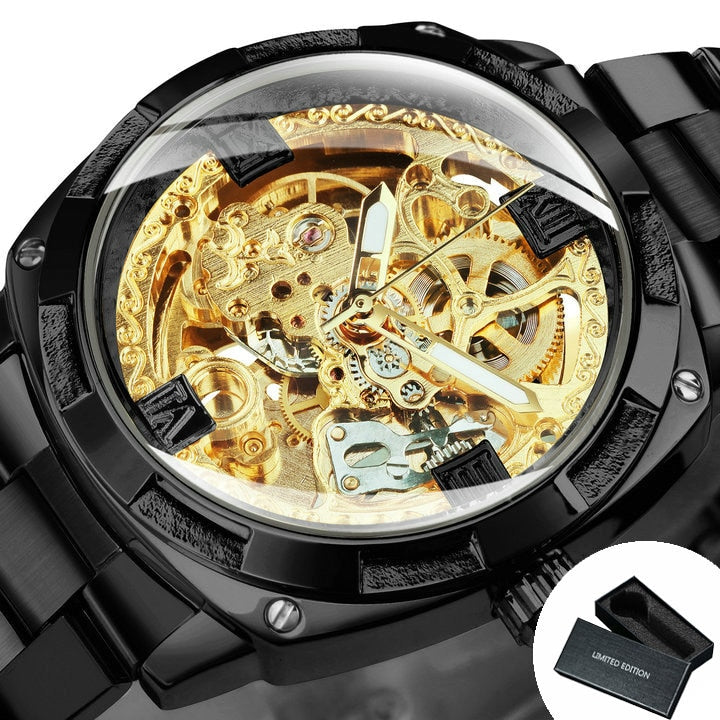 Transparent Skeleton Watch for Men Mechanical Automatic Mens Watches Top Brand Luxury Design Fashion Royal Relogio Masculino