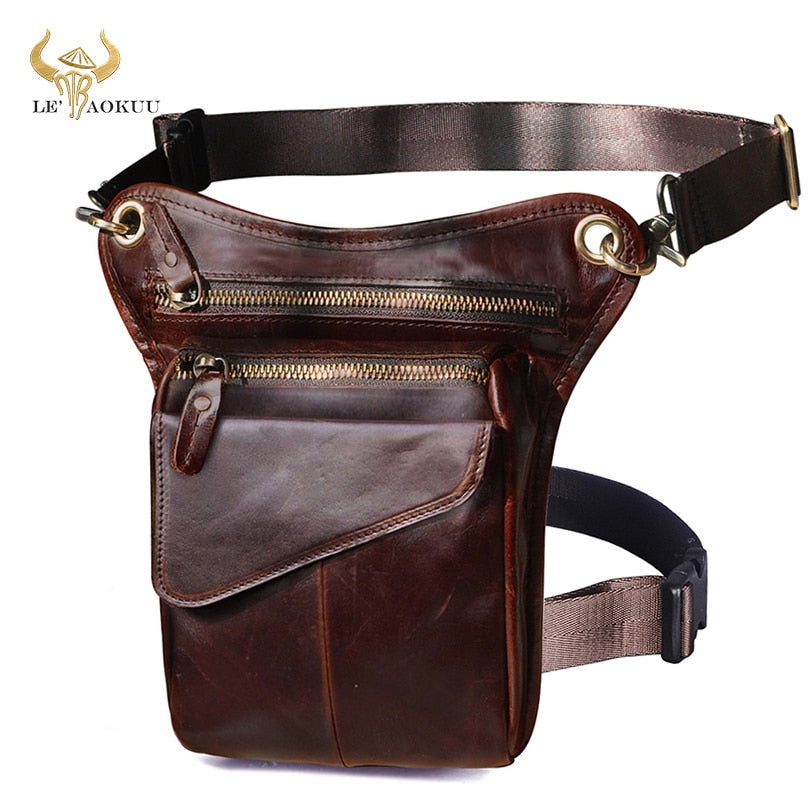 Original Leather men Brown Casual Fashion Small Shoulder Messenger Bag Designer