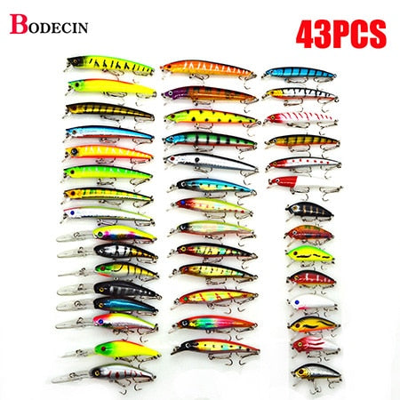 43PCS Sea Artificial Lures For Fishing Crank Bait Topwater Set Wobblers Pike Trolling Hard Lure Peche Swimbait Fake Baits Trolls