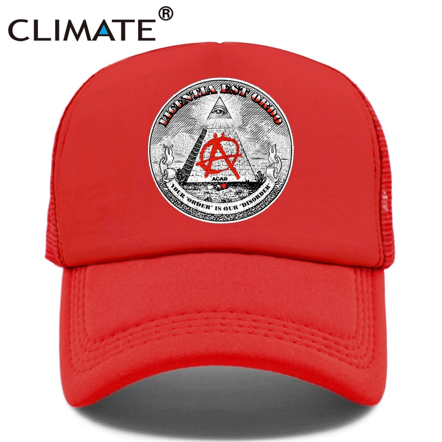 CLIMATE New Anarchy Cap Men Anarchism Anarchist Trucker Cap Summer Cool Cap Mesh Black Baseball Net Trucker Cap Hat for Men