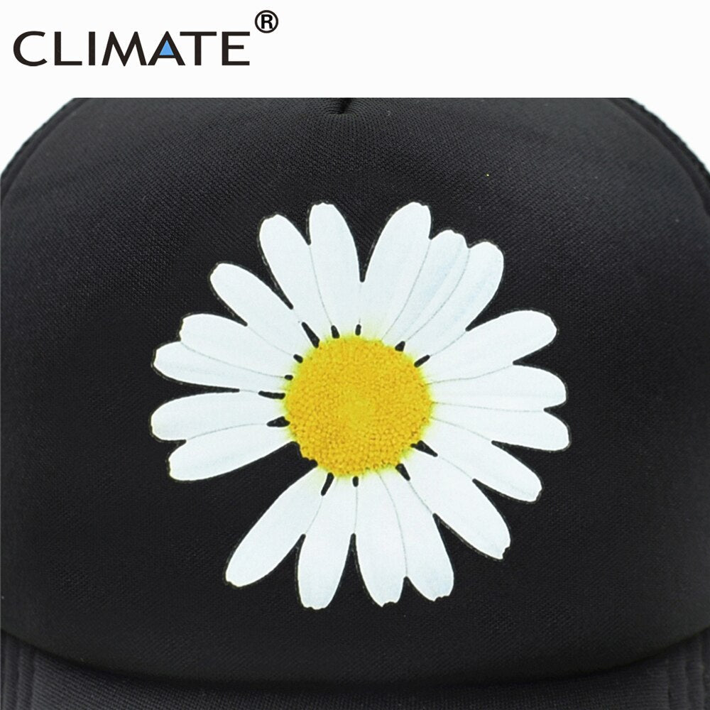 CLIMATE Daisy Flower Trucker Cap Cute Love Hat Cap Daisy Flower Baseball Cap Hip Hop Summer Mesh Trucker Cap Hat